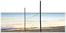 volley ball at the front of sea